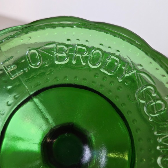 Vintage E O Brody M6000 Emerald Green Pressed Glass Candy Compote Dish Pedestal - Picture 6 of 12